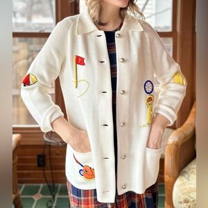 1960s Golf Embroidered Cardigan